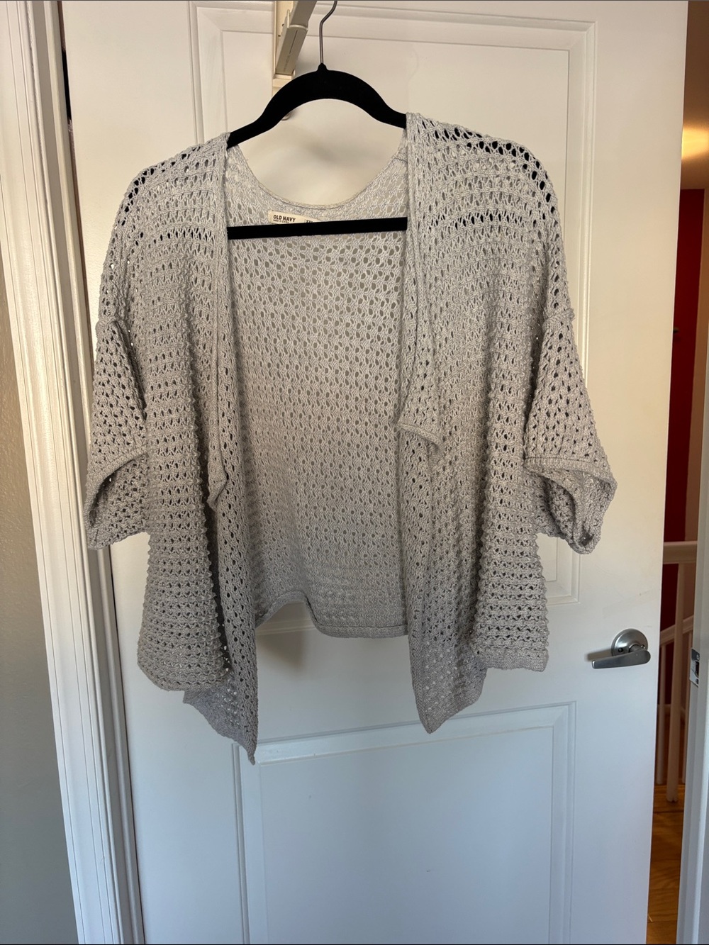 Light Gray Open Knit Women's Sweater Cardigan